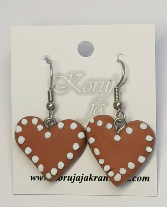 Heart Gingerbread Earrings, Dangling