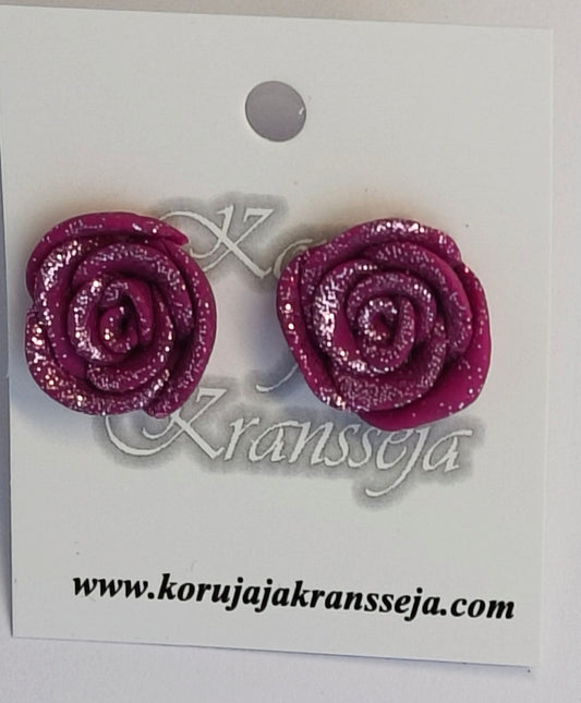 Glitteriruusu Nappikorvakorut