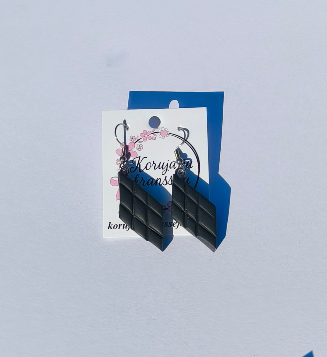 Salty Liquorice Square Earrings, Dangling