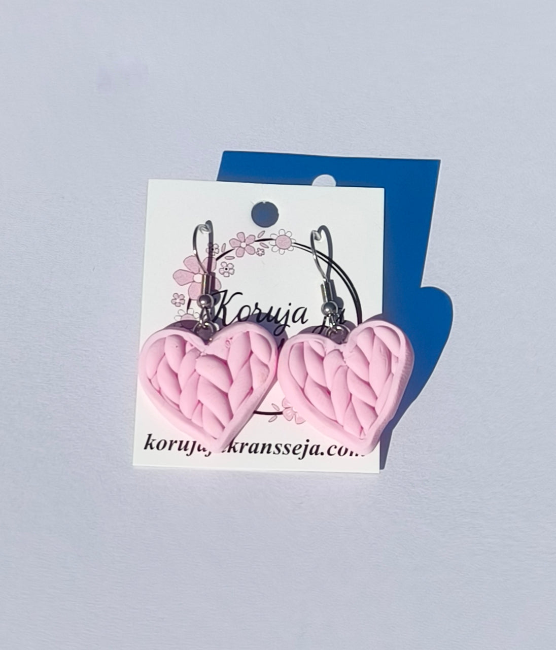 Knitted Heart Earrings, Dangling