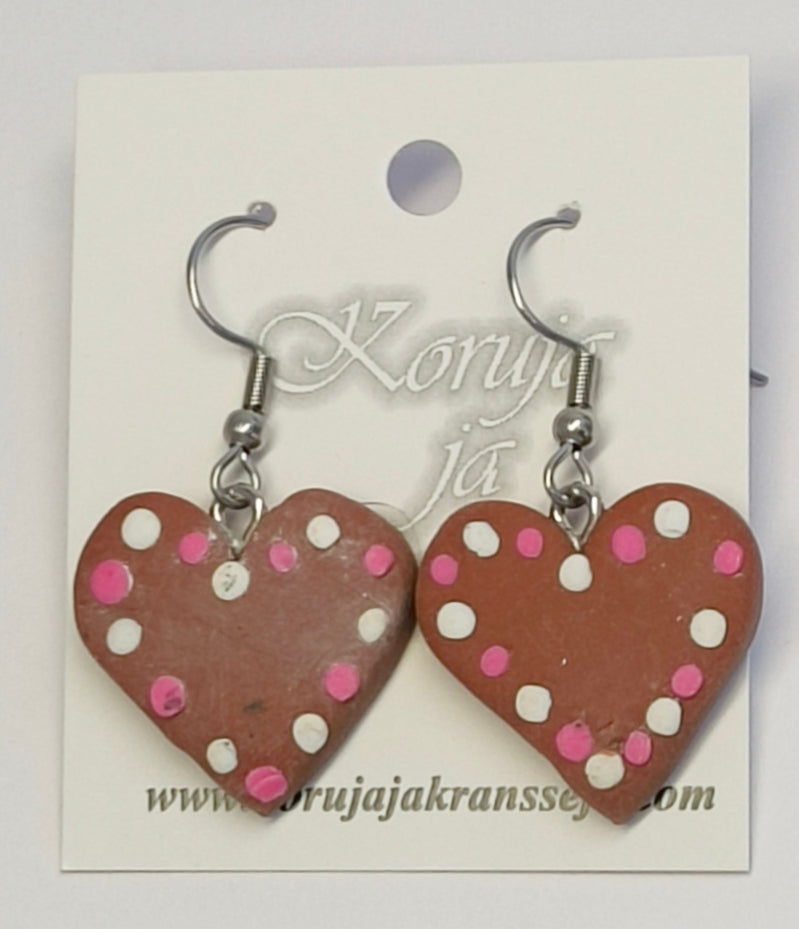 Heart Gingerbread Earrings, Dangling