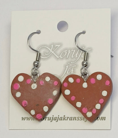 Heart Gingerbread Earrings, Dangling