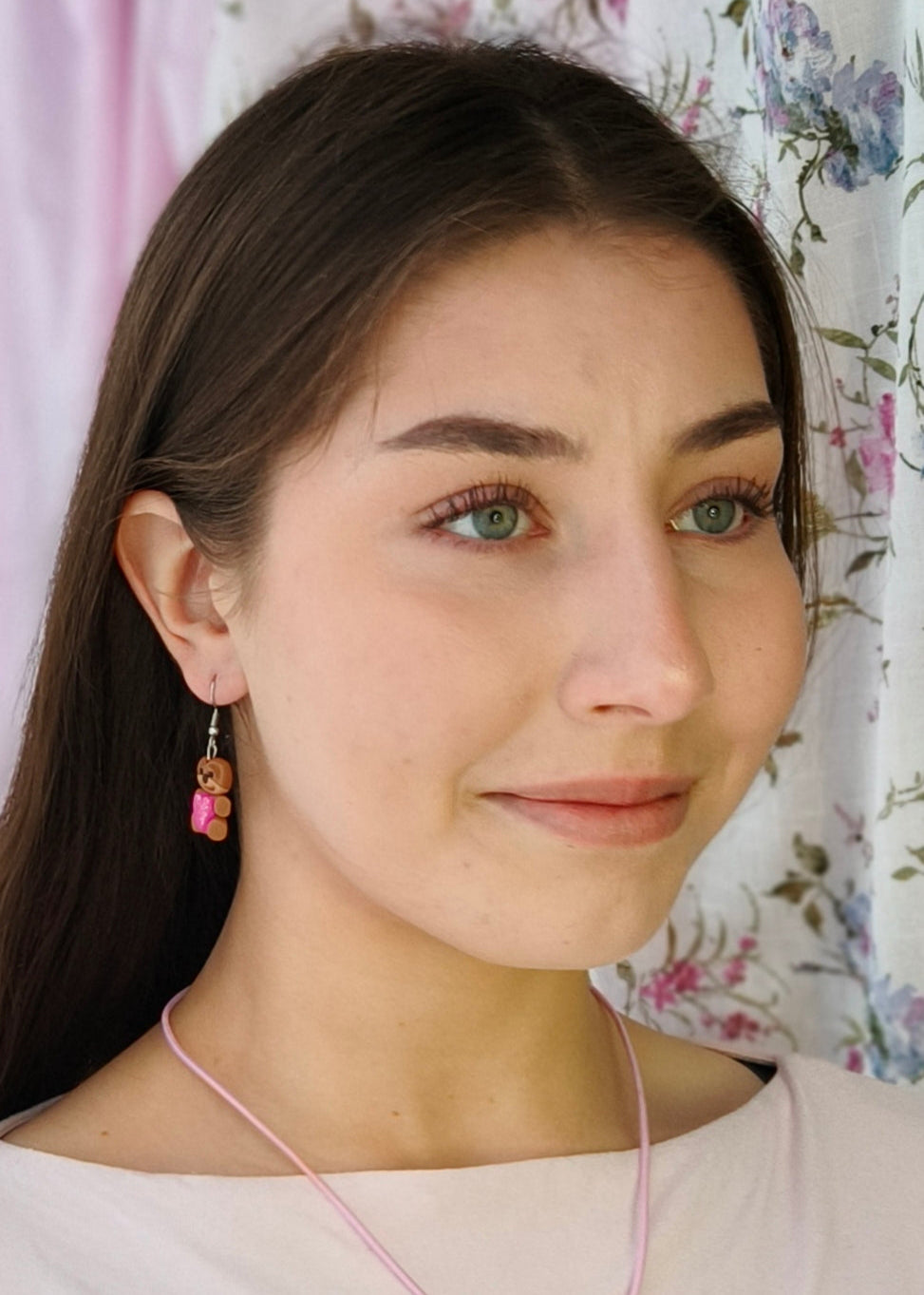 Teddy Bear Earrings, Dangling