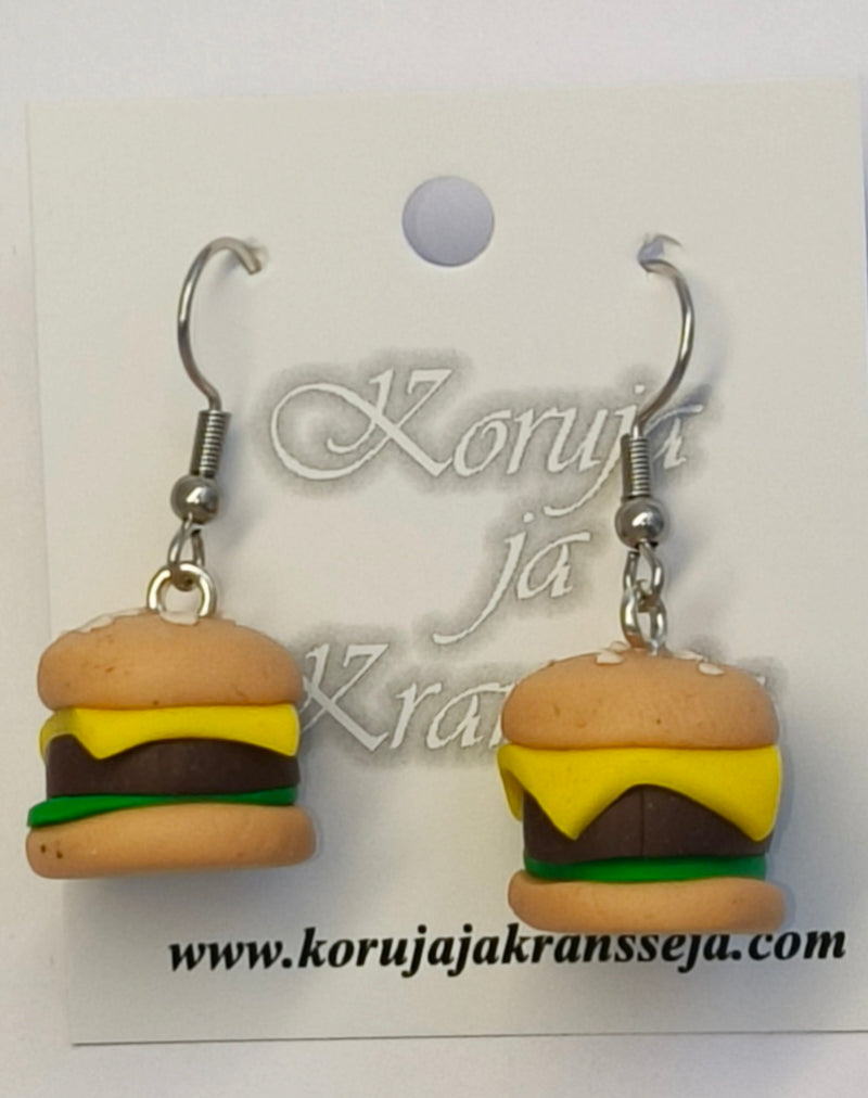 Hamburger Earrings, Dangling