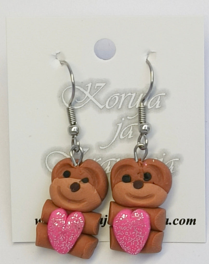 Teddy Bear Earrings, Dangling