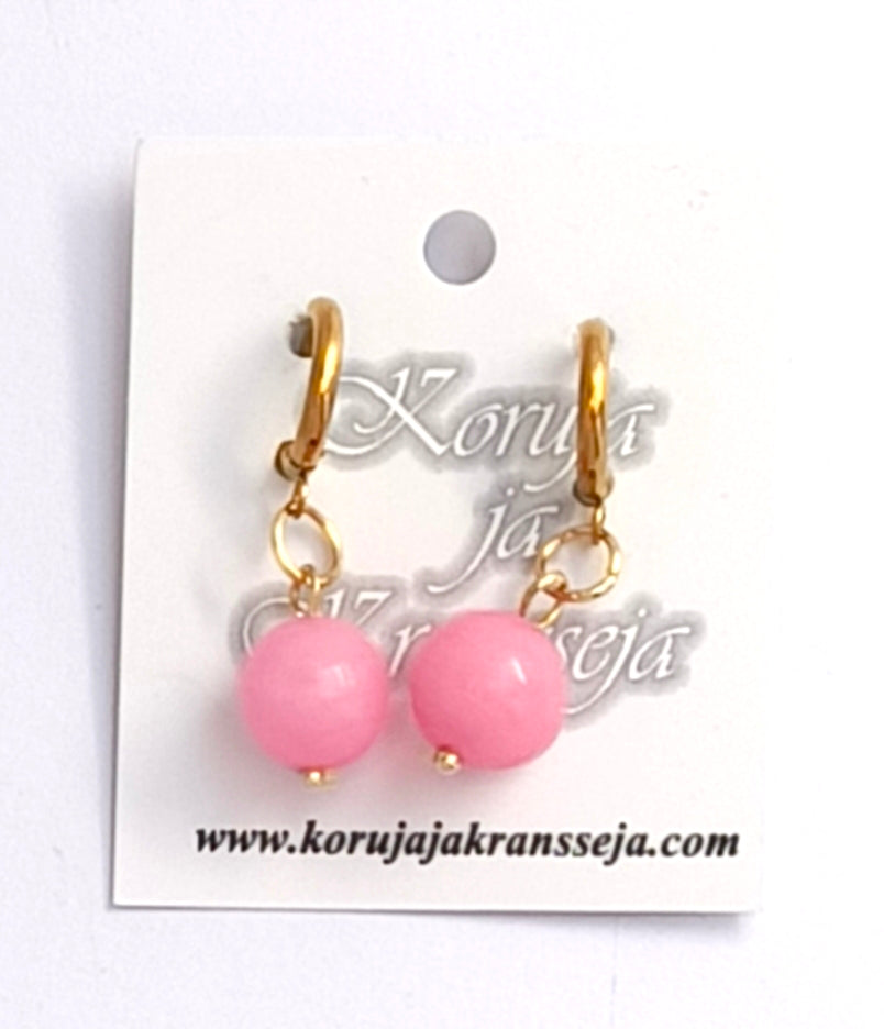 Agate Bead Earrings, Huggie Ring