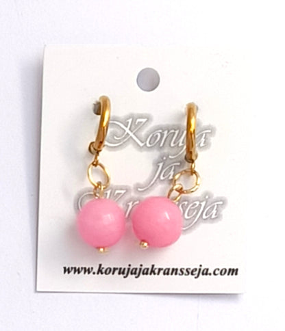 Agate Bead Earrings, Huggie Ring