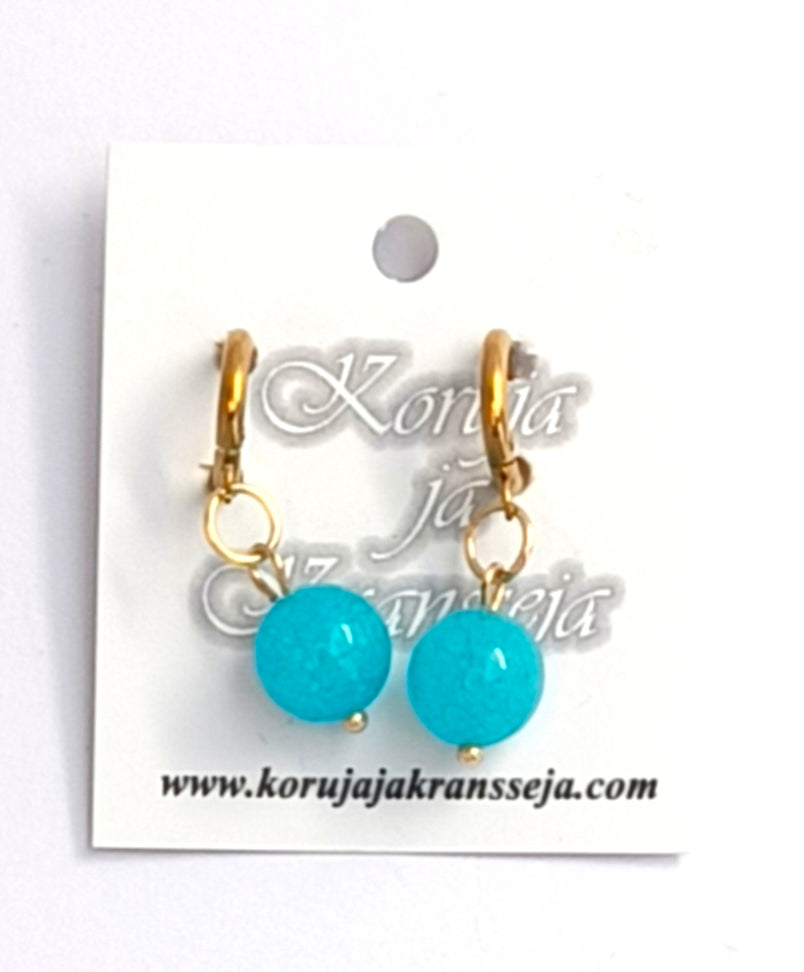 Agate Bead Earrings, Huggie Ring