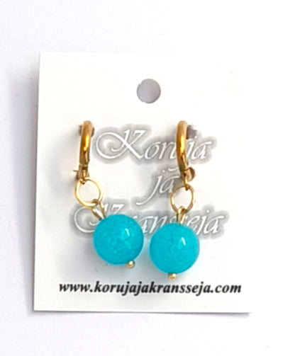 Agate Bead Earrings, Huggie Ring